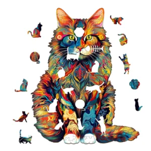 Wooden Jigsaw Puzzle unique Cat Shape