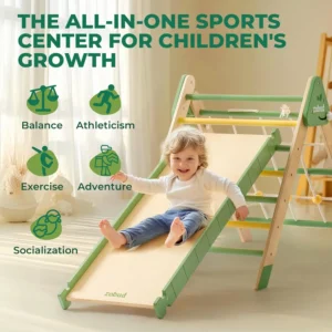Wooden Climbing Set with Rope Net